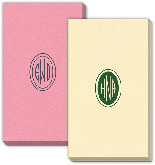 Outlined Shaped Oval Monogram Linen Like Guest Towels
